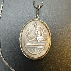 Antique MOP hand-carved Cameo Necklace